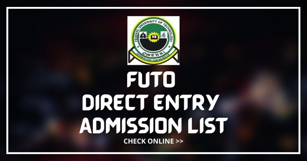 FUTO Direct Entry Admission List