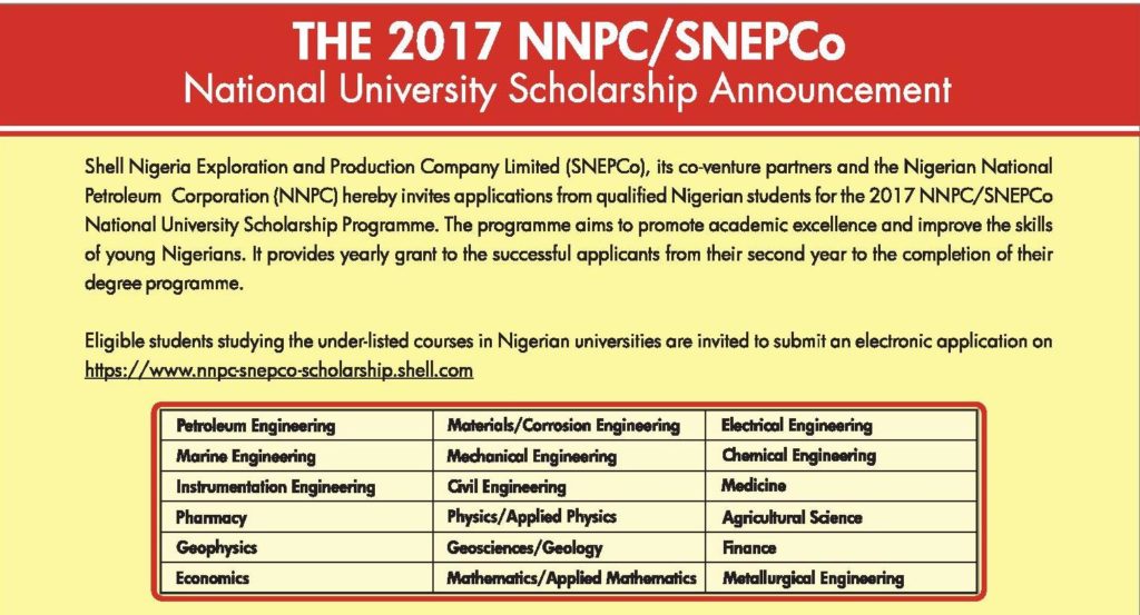 NNPC/SNEPCo National University Scholarship