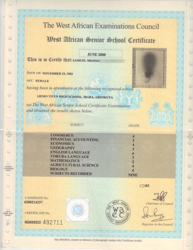 WAEC Original Certificate Look