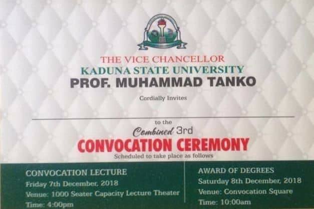 KASU Convocation Ceremony Programme of Events