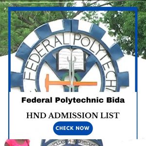 Federal Polytechnic Bida HND Admission List