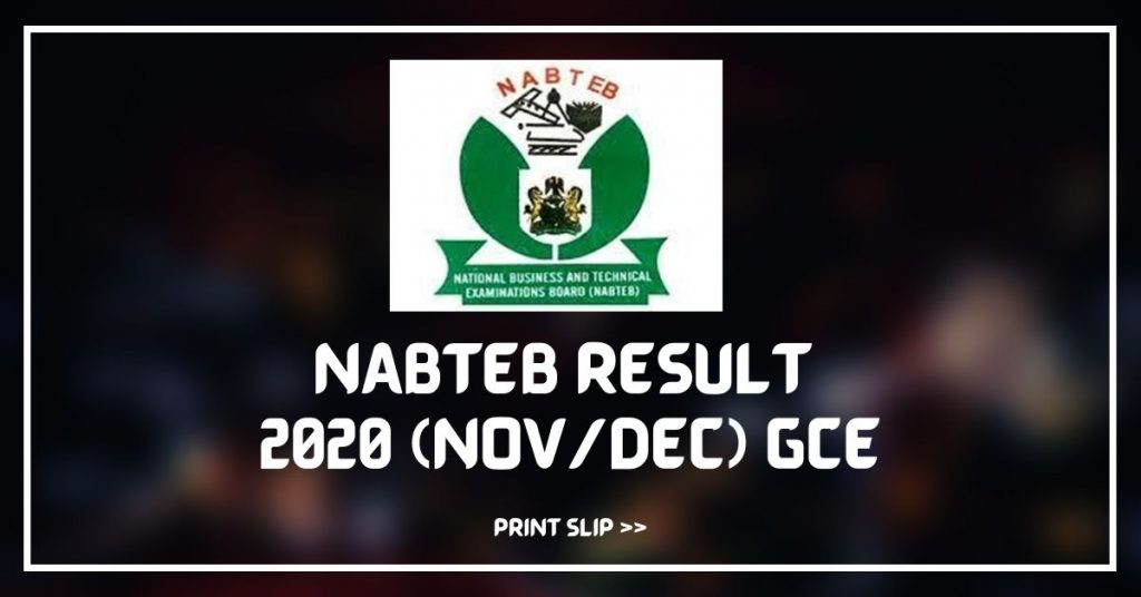 NABTEB Result 2020 (Nov/Dec)
