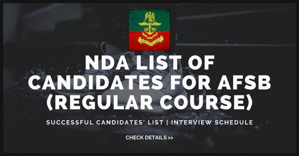 NDA List of Candidates for AFSB Interview