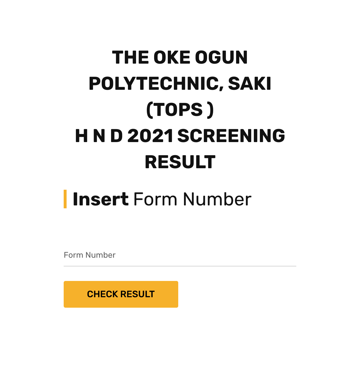 TOPS HND Entrance Exam Result
