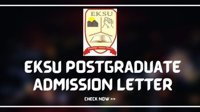 EKSU Postgraduate Admission Letter