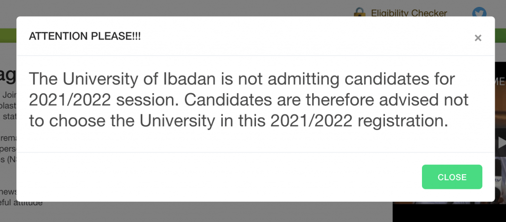 University of Ibadan Not Admitting