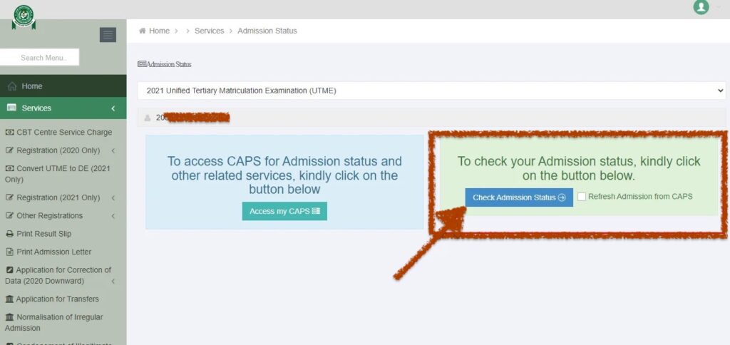 JAMB Admission Status Portal